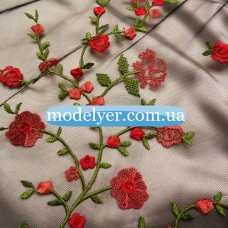 Ткань Сетка с вышивкой (цветы)